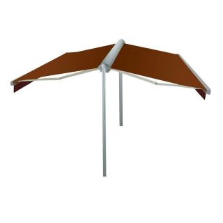 Awntech 96 in Wide x 156 in Projection Terra Cotta Solid Slope Patio Retractable Manual Awning