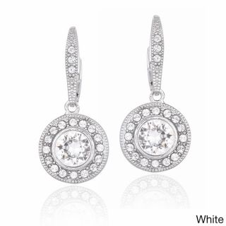 Crystal Ice Silvertone Crystal Round Leverback Earrings with Swarovski