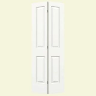 JELD WEN 24 in. x 80 in. Molded Smooth 2 Panel Square Brilliant White Hollow Core Composite Bi fold Door THDJW160100091