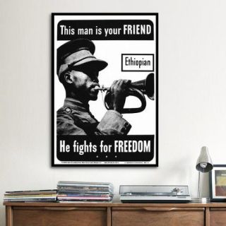 iCanvas He Fights for Freedom   Ethiopian   WWII Vintage Advertisement on Canvas