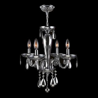 Contemporary 4 light Blown Glass in Chrome Finish Chandelier