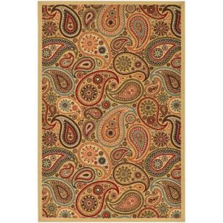 Contemporary Paisley Beige 5 ft. x 6 ft. 6 in. Non Slip Area Rug OTH2152 5X7