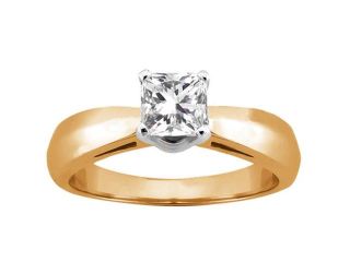 0.75 Ct Princess H/I SI2 Diamond 14K Yellow Gold Ring