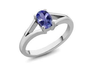 0.75 Ct Oval Blue Tanzanite Sterling Silver Ring