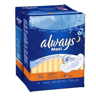 Always Maxi Overnight with Wings, Unscented Pads
