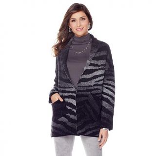 Jamie Gries Collection Zebra Print Sweater Coat   7831034