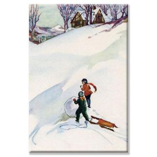 Buyenlarge Beginning the Snowman Painting Print on Wrapped Canvas
