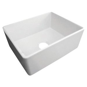 Alfi Brand AB505 B Kitchen Sink, 26" Contemporary Single Bowl Smooth Fireclay Farmhouse   Biscuit