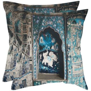 Safavieh Adari 20 inch Turquoise/ Grey Decorative Pillows (Set of 2)