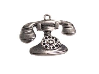 Silver Embellishments 15/Pkg Vintage Telephone