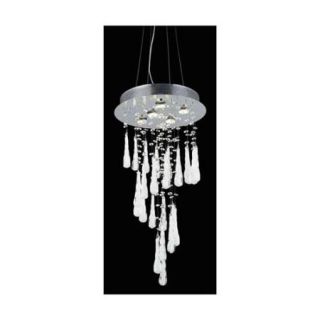 5 Light Hanging Fixture with White Prism Drops