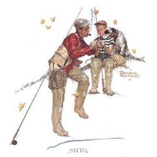 Trout Dinner Poster Print by Norman Rockwell (9 x 12)