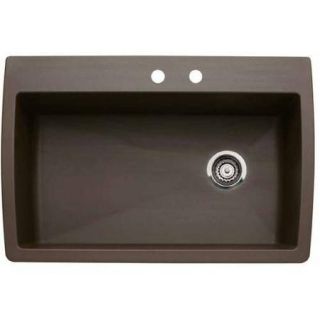 Blanco 440195 2 Diamond 22" X 33.5" Single Basin Granite Drop In Or Undermount 2 Hole Residential Kitchen Sink, Available in Various Colors