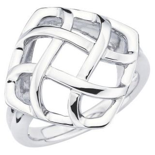 She Sterling Silver Square Open Weave Ring