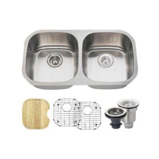 MR Direct All in One Undermount Stainless Steel 33 in. Double Bowl Kitchen Sink 502 16 ENS