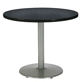 KFI Seating 29 x 36 Round HPL Pedestal Table With Silver Base, Graphite Nebula