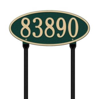 Whitehall Products Madison Oval Standard Lawn 1 Line Address Plaque   Green/Gold 4013GG