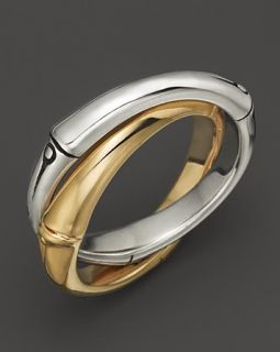 John Hardy Bamboo 18K Gold and Silver Interlocking Band Ring