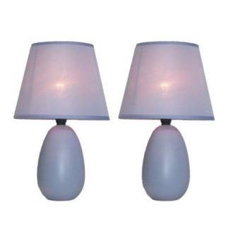 Simple Designs 9 in. Mini Egg Oval Purple Ceramic Table Lamp (2 Pack) LT2009 PRP 2PK