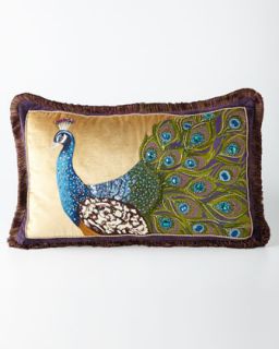 Jay Strongwater Peacock Pillow, 26 x 16