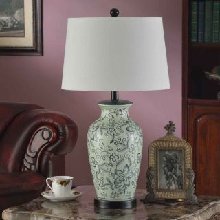 Creek Classics 29 inch Blue and White Ceramic Flora Table Lamp