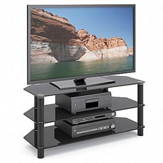 CorLiving™ Trinidad Glass TV/Component Stand For 32   46 TVs, Black