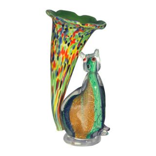 Cat Lily Favrile 10.25 H Table Lamp with Novelty Shade