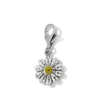 Sterling Silver Clear and Yellow Crystal Daisy Dangle Charm   7761790