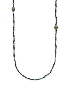 Champagne Diamond & Lapis Bead Necklace  by Shay