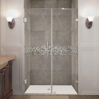 Aston Nautis 48 in. x 72 in. Frameless Hinged Shower Door in Stainless Steel with Clear Glass SDR985 SS 48 10