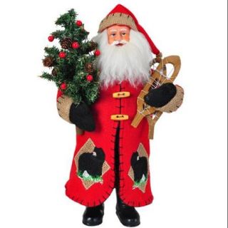 15" Rustic Lodge Santa Claus with Tree and Snowshoes Decorative Christmas Figure