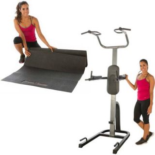 Fitness Reality PT1275 High Weight Limit Strength Training Power Tower with BONUS Exercise Equipment Mat Value Bundle