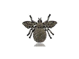 JOTW Iced Out Insect Brooch and Pin Pendant (Hematite/ Black)