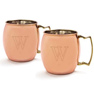 Personalized Moscow Mule Copper Mug with Unique Handle (Set of 2