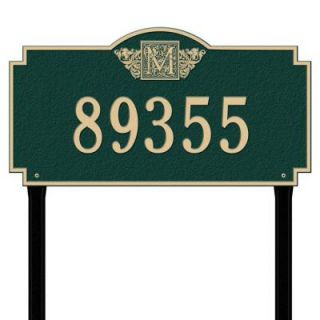 Whitehall Products Monogram Estate Lawn Rectangular Green/Gold 1 Line Address Plaque 5103GG