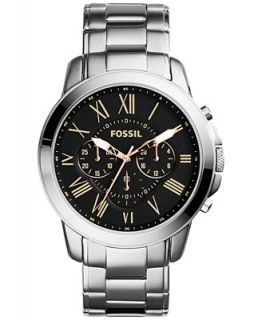 Fossil Mens Chronograph Grant Stainless Steel Bracelet Watch 44mm