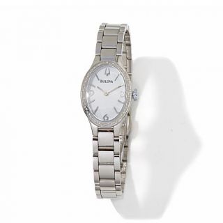 Bulova 0.18ct Diamond Bezel Oval Case Stainless Steel Watch   7903701