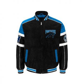 Officially Licensed NFL Colorblocked Suede Jacket   Panthers   7758416