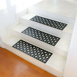 Rubber Cal Stars Recycled Rubber Step Mat   Black Stair Tread   6