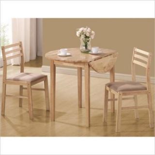 Coaster Dinettes Casual 3 Piece Table and Chair Set in Natural