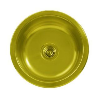 Whitehaus Collection Undermount Brass 18 in. Single Bowl Kitchen Round Prep Sink in Polished Brass WH1616 PB