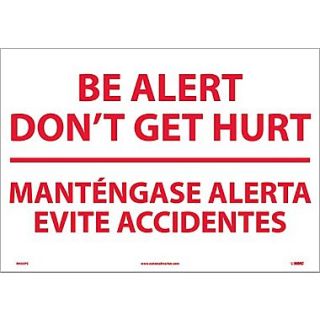 Be Alert DonT Get Hurt Mantengase Alert (Bilingual), 14X20, Adhesive Vinyl