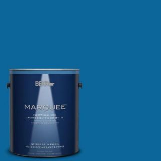 BEHR MARQUEE 1 gal. #MQ4 58 Mondrian Blue One Coat Hide Satin Enamel Interior Paint 745301