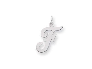 The Madison Large Classic Script Initial F Pendant In Sterling Silver