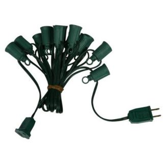 25' Commerical C7 Christmas Light Socket Set   12" Spacing 18 Gauge Green Wire