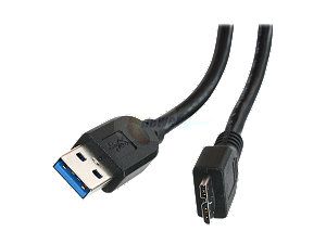 Rosewill RC 6 USB3 AM MB BK 6.56 ft. Black USB3.0 A Male to Micro B Male Cable, Black