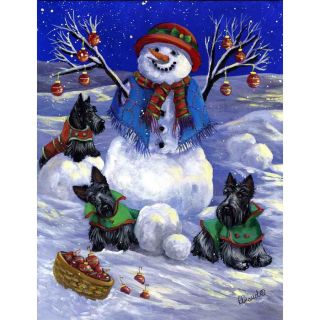 Precious Pet Paintings Scottish Terrier Winter Flag
