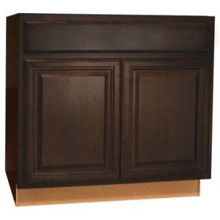 Hampton Bay 36x34.5x24 in. Cambria Base Cabinet with Ball Bearing Drawer Glides in Java KB36 CJM