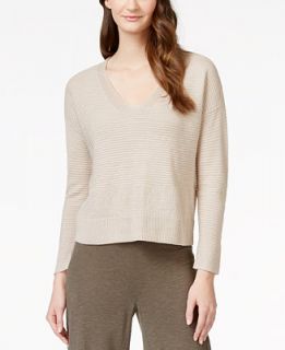 Eileen Fisher V Neck Linen Boxy Sweater   Women