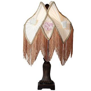River of Goods Downton Abbey 23.5 H Pastel Floral Fringe Table Lamp with Novelty Shade